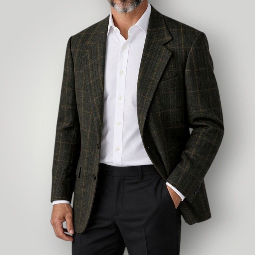 NORDSTROM Vintage Mens Blazer Sport Coat Two Button Suit Jacket Tweed Wool 40S